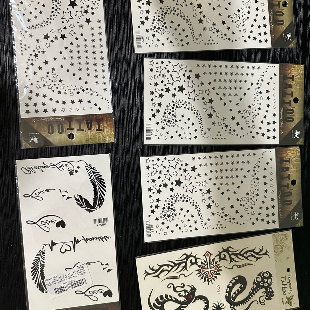 Temporary Tattoo Sticker Set - Black and White Designs